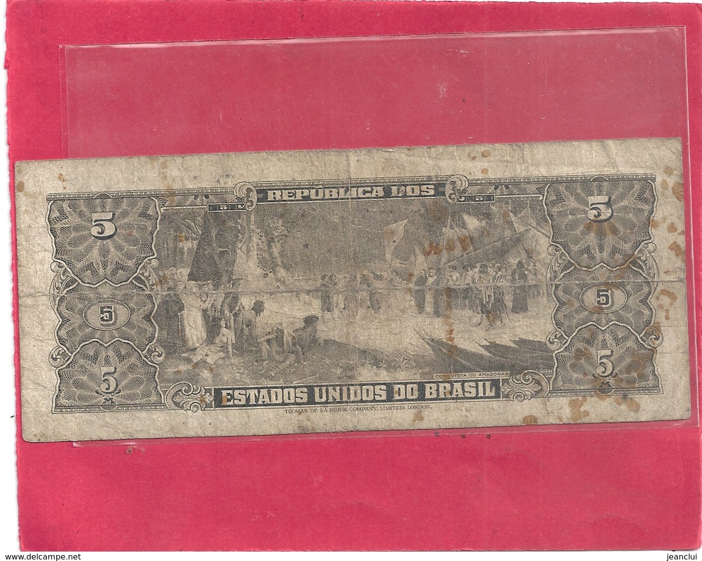 REPUBLICA DOS ESTADOS UNIDOS DO BRASIL . 5 CRUZEIROS . ESTAMPA 2A . SERIE 1196A . N° RED . 2 SCANES - Brazil