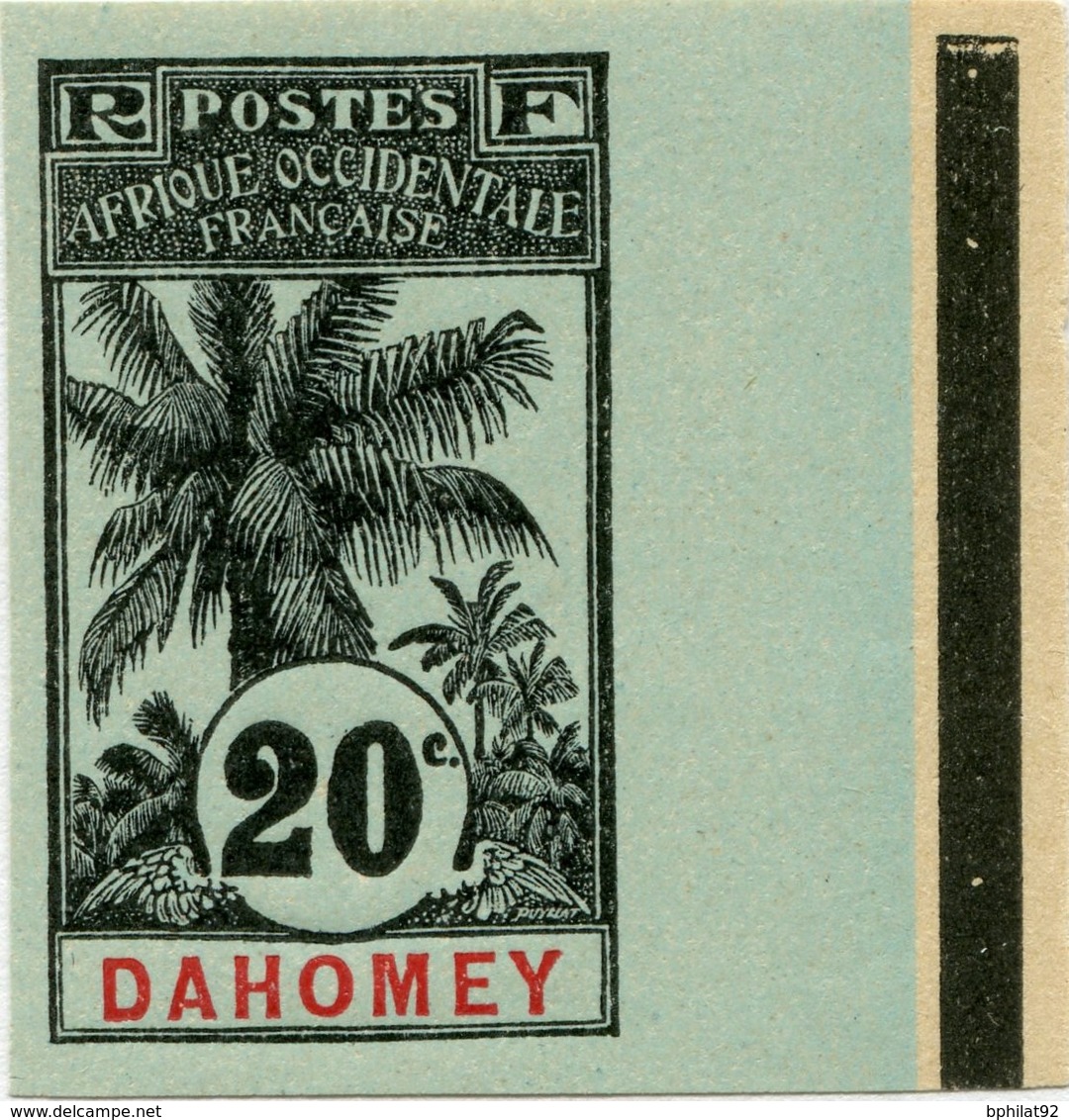 !!! PRIX FIXE : DAHOMEY, N°23, 20C PALMIERS GRAND BORD DE FEUILLE NON DENTELÉ NEUF TOUJOURS SANS GOMME - Unused Stamps