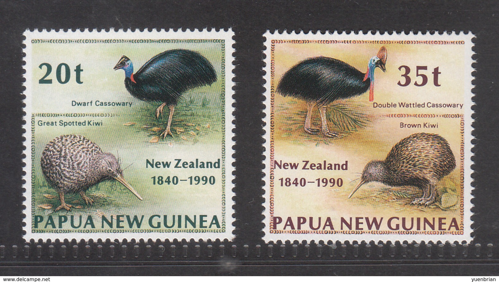 Papua New Guinea, 1990, Kiwi, Emu, Set Of 2v, MNH** - Kiwi's