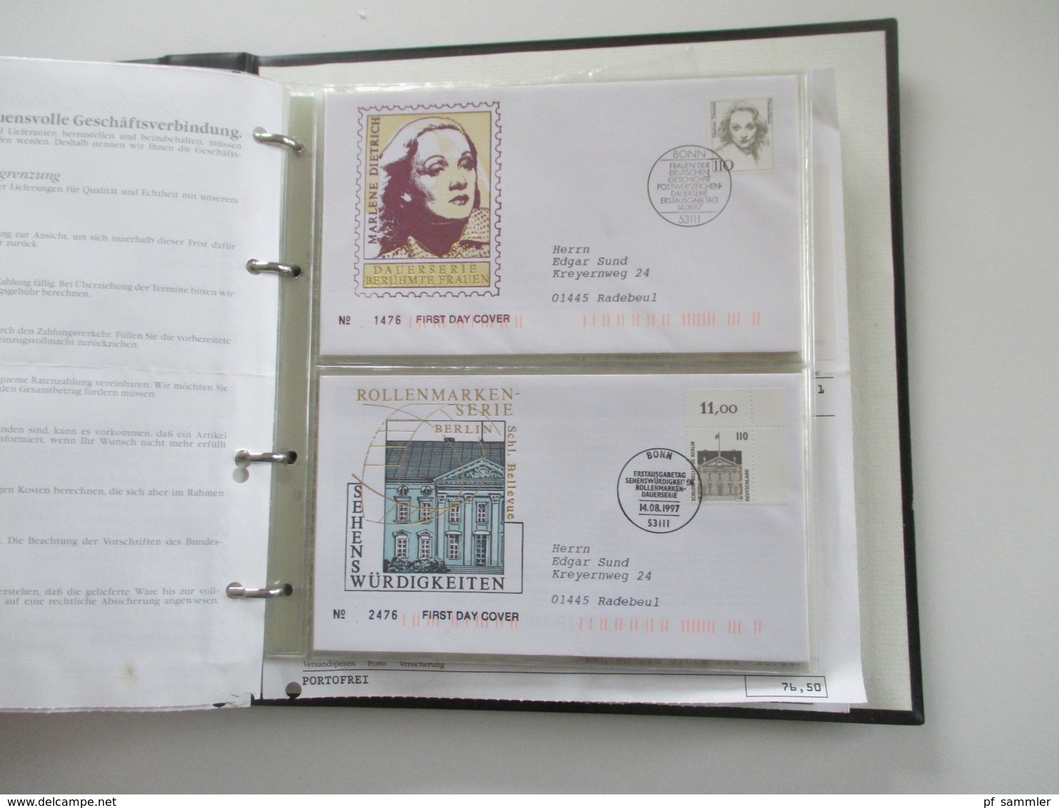 BRD FDC Sammlung 1961 - 2002 90er in 13 Belege Alben! Hunderte FDC / Sonderbelege 90er Jahre echt gelaufen aus Borek Abo