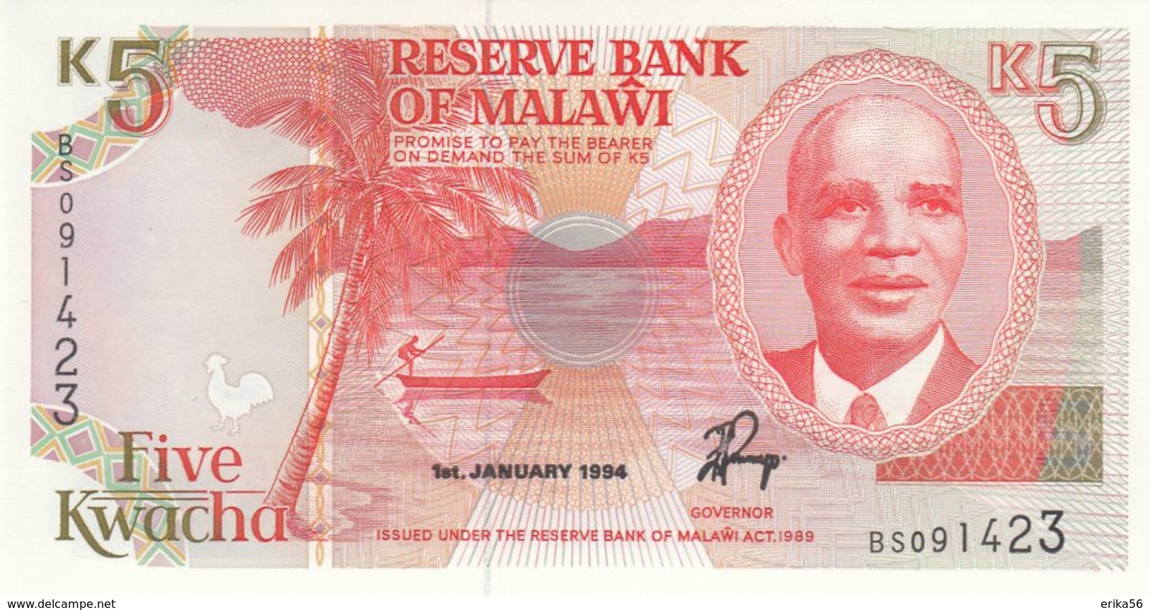 BILLET MALAWI 5 KWACHA - Malawi