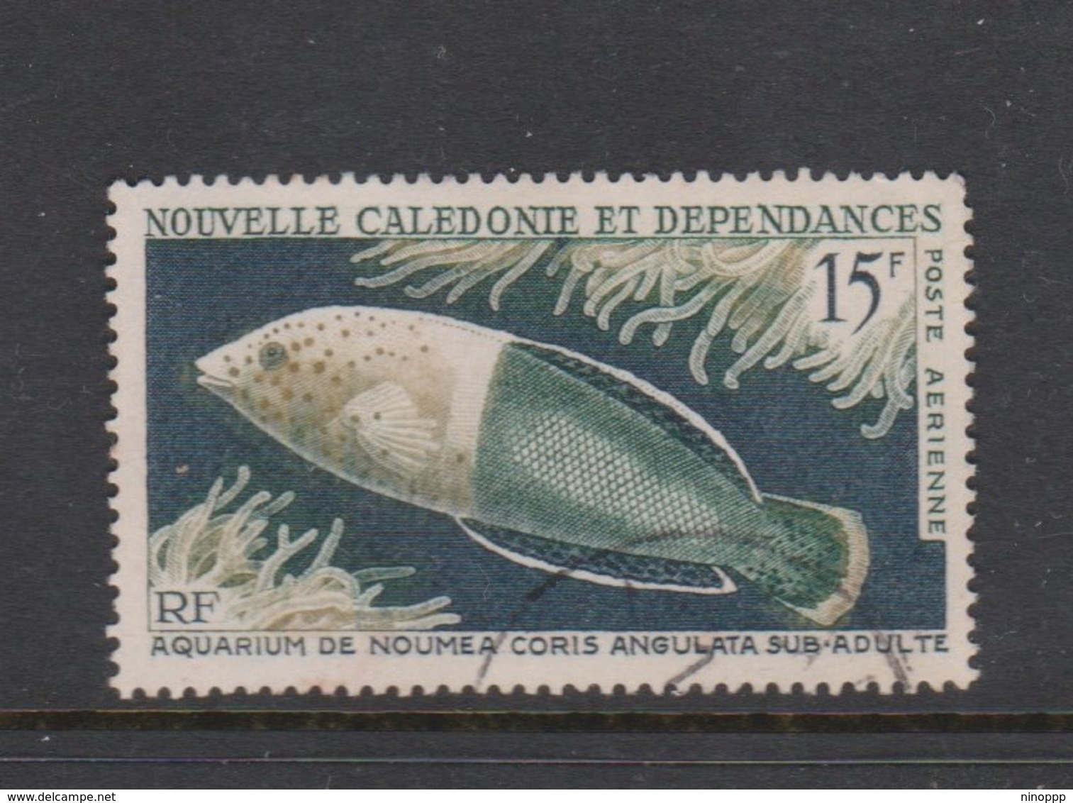 New Caledonia SG 389 1964 Marine Life 15f Twin Spotted Wrasse, Used - Fishes