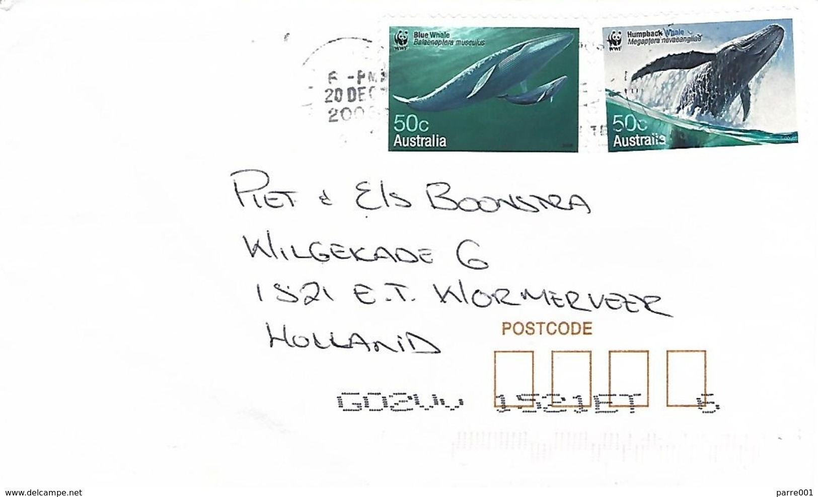 Australia 2000 Buddina WWF Blue Whale Humpback Cover - Brieven En Documenten