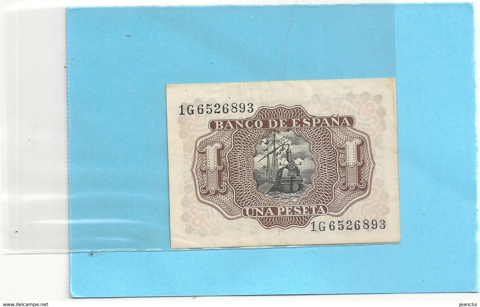 BANCO De ESPANA . UNA PESETA . 22.7.1953 .  N° 1G6526893 . 2 SCANES - 1-2 Pesetas