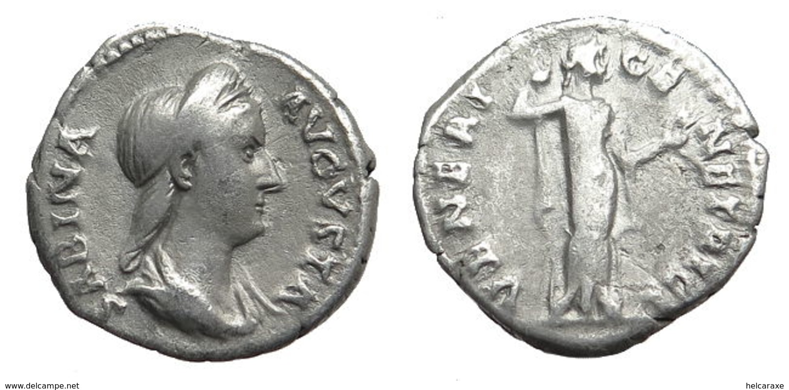 [H] +++ AR Denarius - SABINA  -- RIC 396 -- Venus Reverse - Beautiful Portrait +++ - Die Antoninische Dynastie (96 / 192)