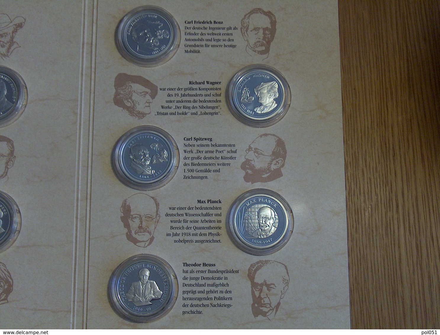 10 Médailles Les Plus Grands Allemands Avec Certificat Argent Silver - Verzamelingen