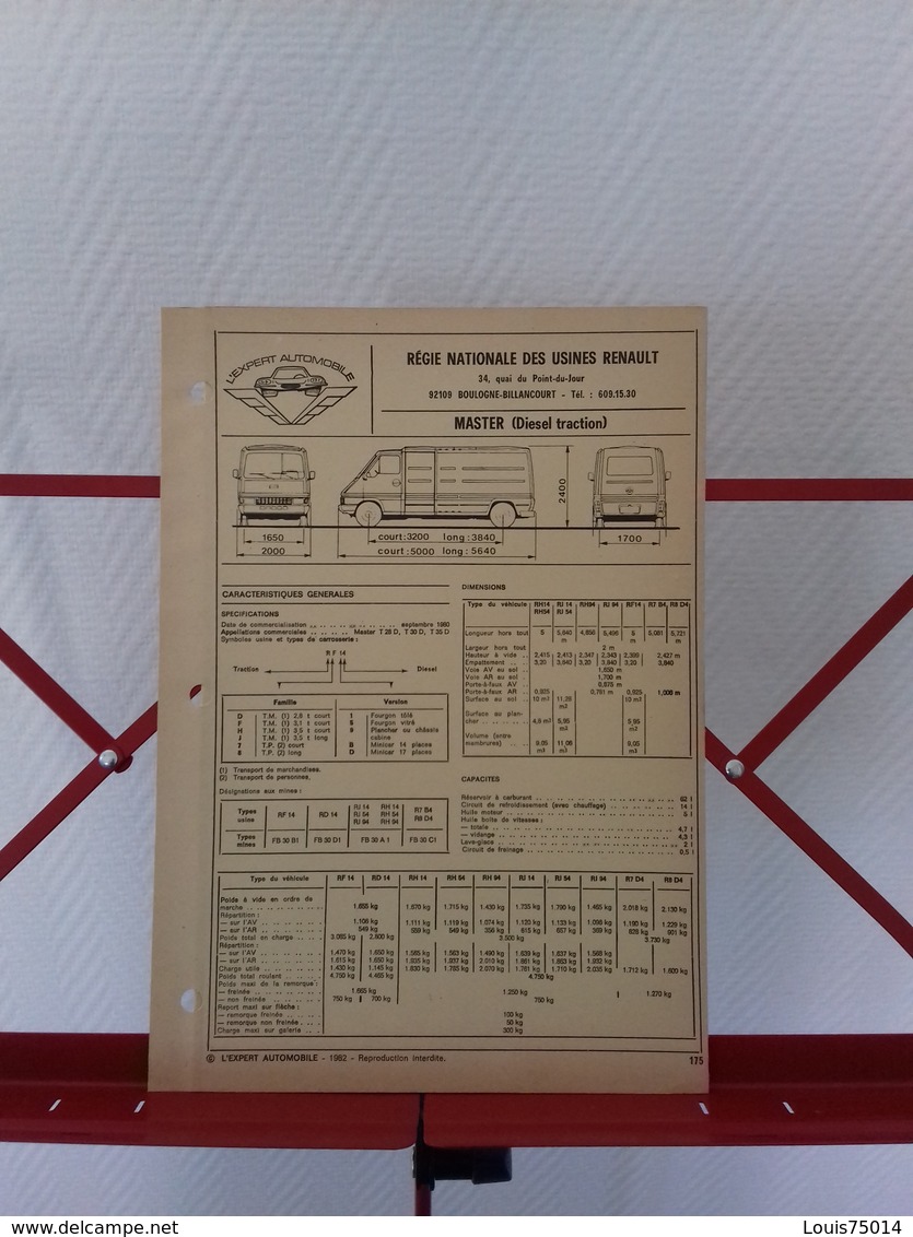 Renault Master Diesel - Fiche Technique Automobile - Camions