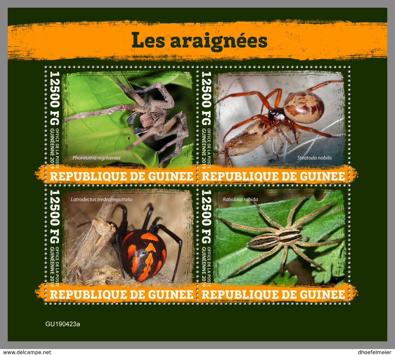 GUINEA REP. 2019 MNH Spiders Spinnen Araignees M/S - OFFICIAL ISSUE - DH1951 - Spinnen