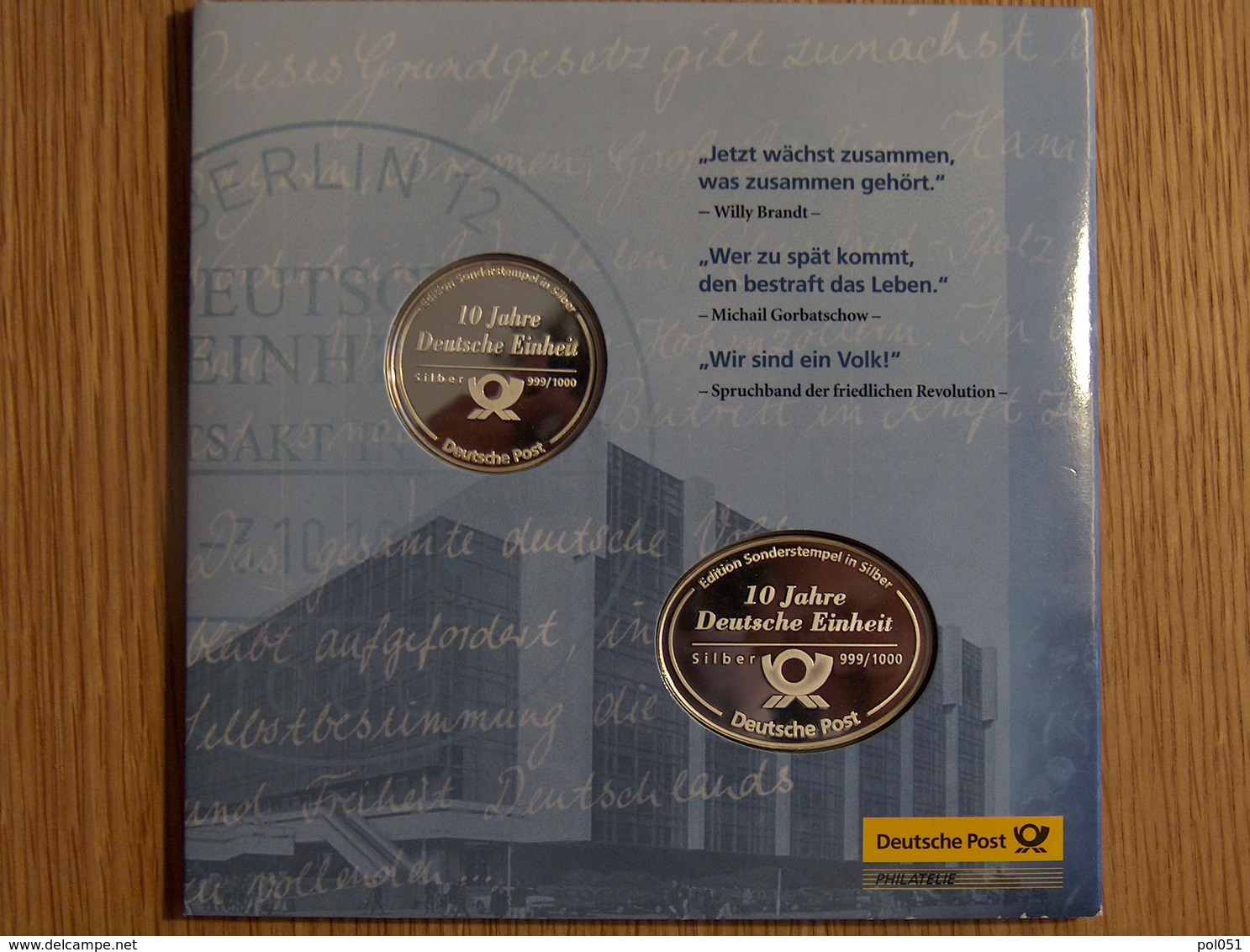 Die Sonderstempel Der Deutschen Post Oktober 1990 Argent Silver - Colecciones