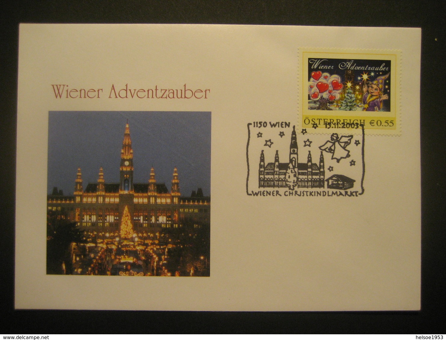 Österreich- Advent 1150 Wien 15.11.2003 Wiener Adventzauber Mit Pers.BM - Cartas & Documentos