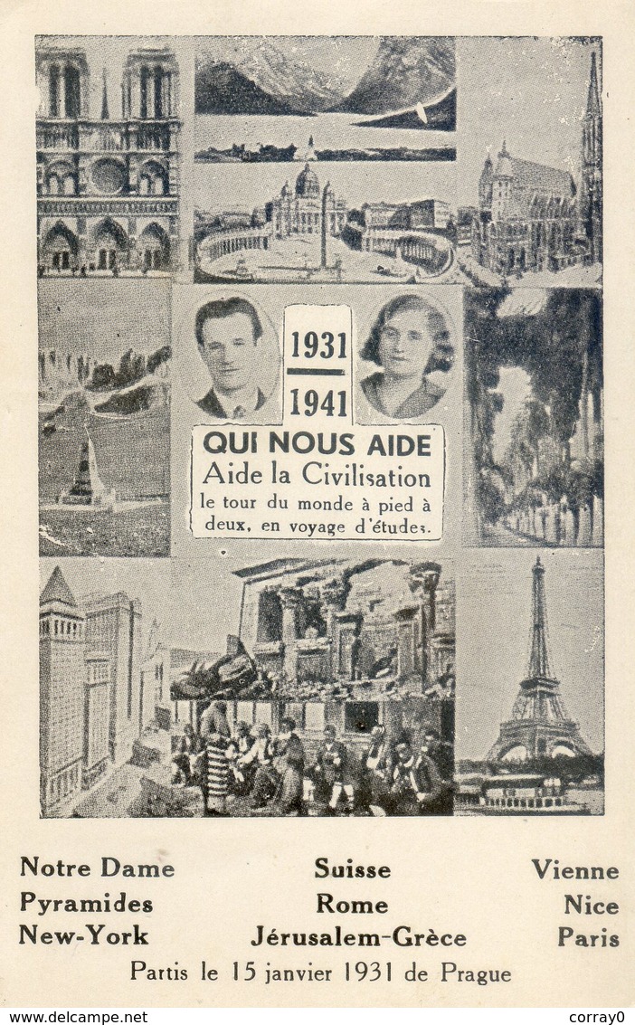 430B.. .1931-1941. Qui Nous Aide. Aide à La Civilisation.Le Tour Du Monde à Pied à Deux En Voyage D'Etudes - Andere & Zonder Classificatie