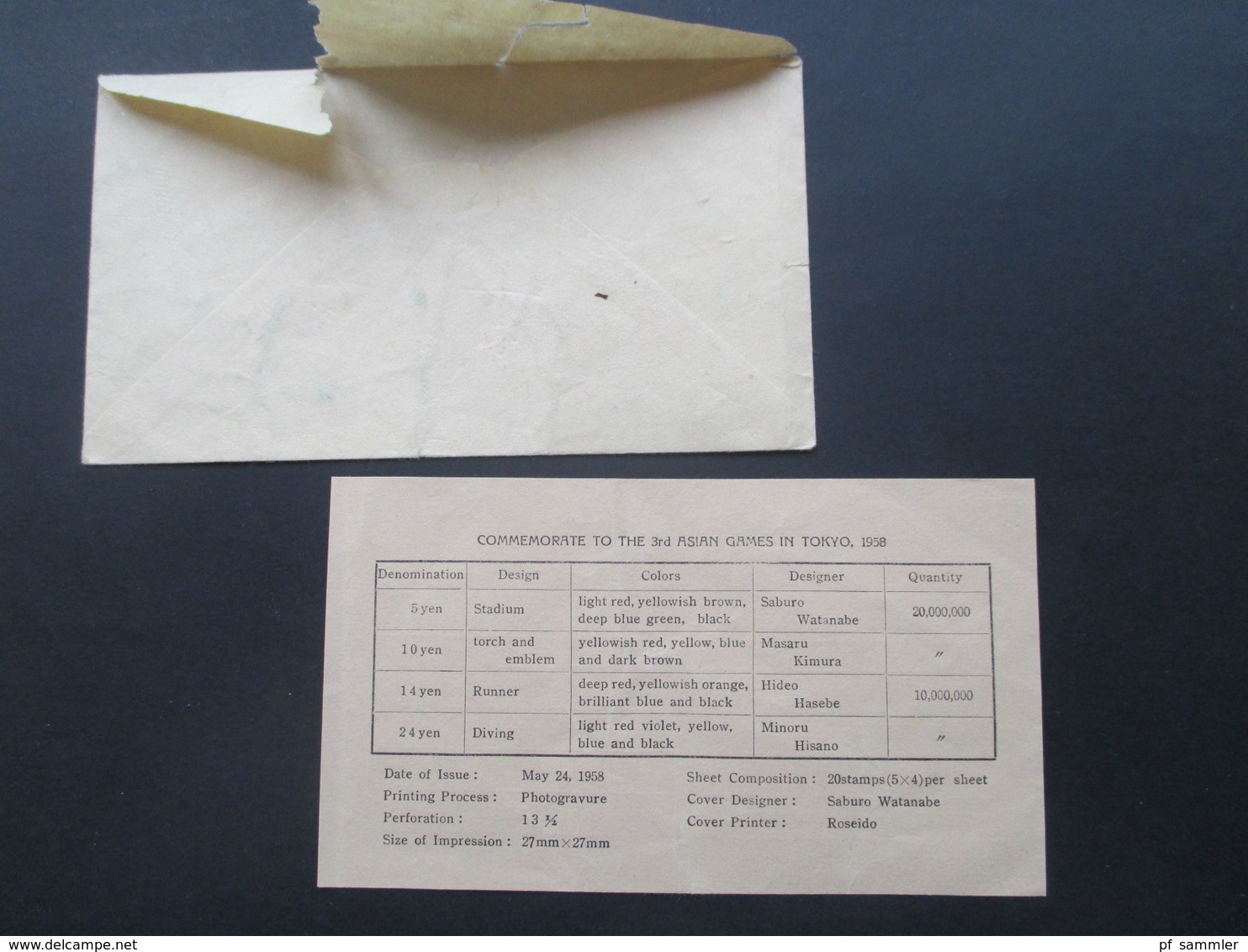 Japan 1958 Asien Games Roter Stempel Und Umschlag Mit Fackelläufer Ever Onward Mit Inhalt! - Briefe U. Dokumente