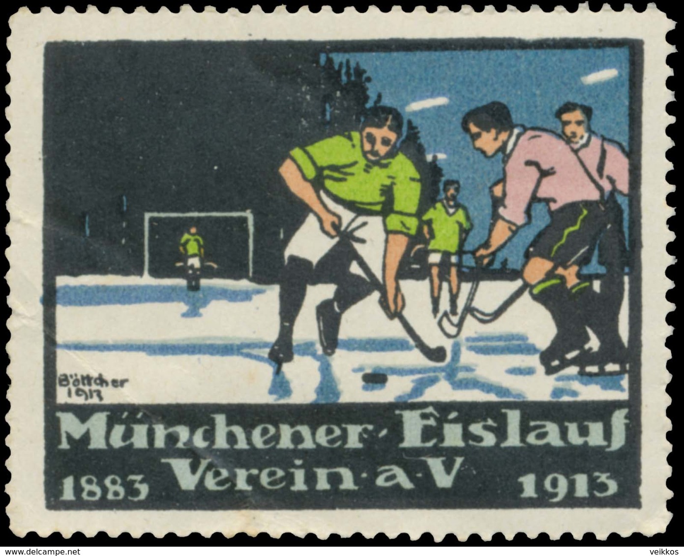 München: Eishockey Reklamemarke - Erinnophilie