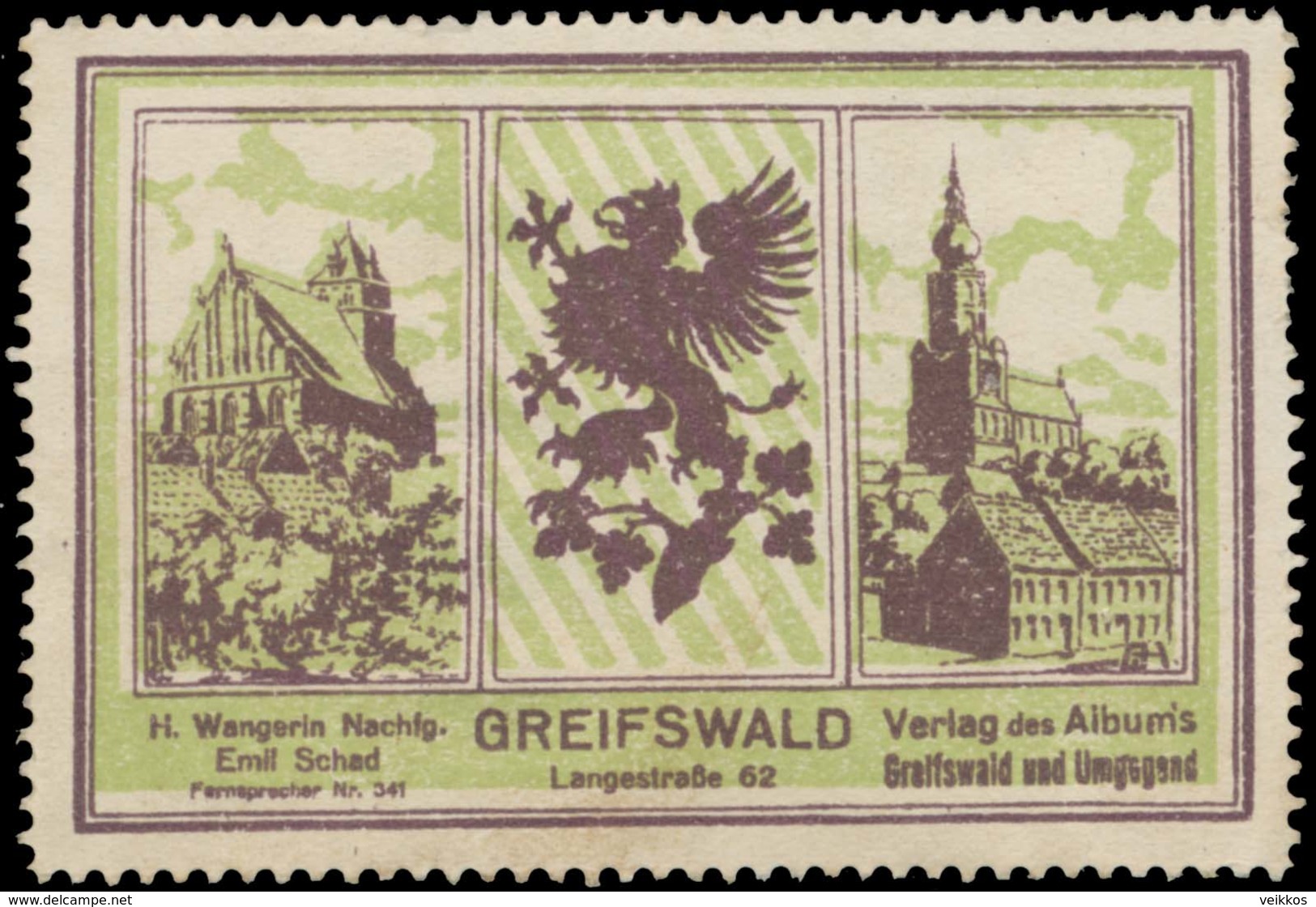 Greifswald: Verlag Des Albums Greifswald Und Umgebung Reklamemarke - Vignetten (Erinnophilie)