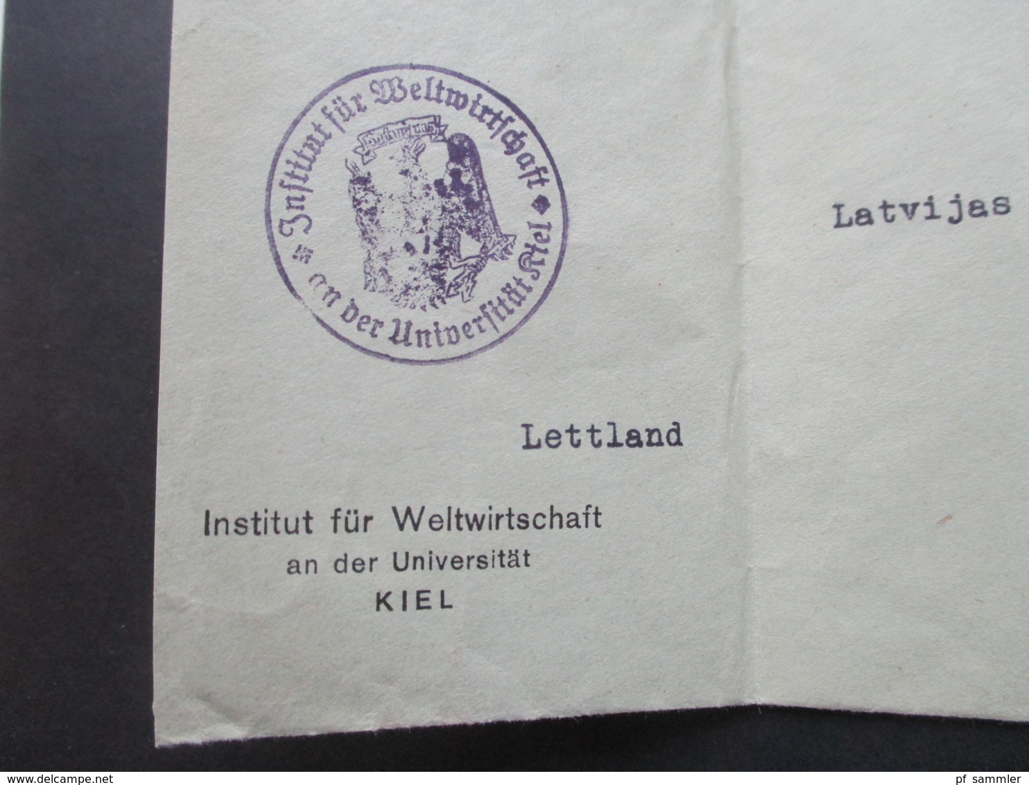 3. Reich 1935 Händel Nr. 575 EF Auf Brief Nach Riga Lettland Brief Vom Institut Für Weltwirtschaft Universität Kiel - Briefe U. Dokumente