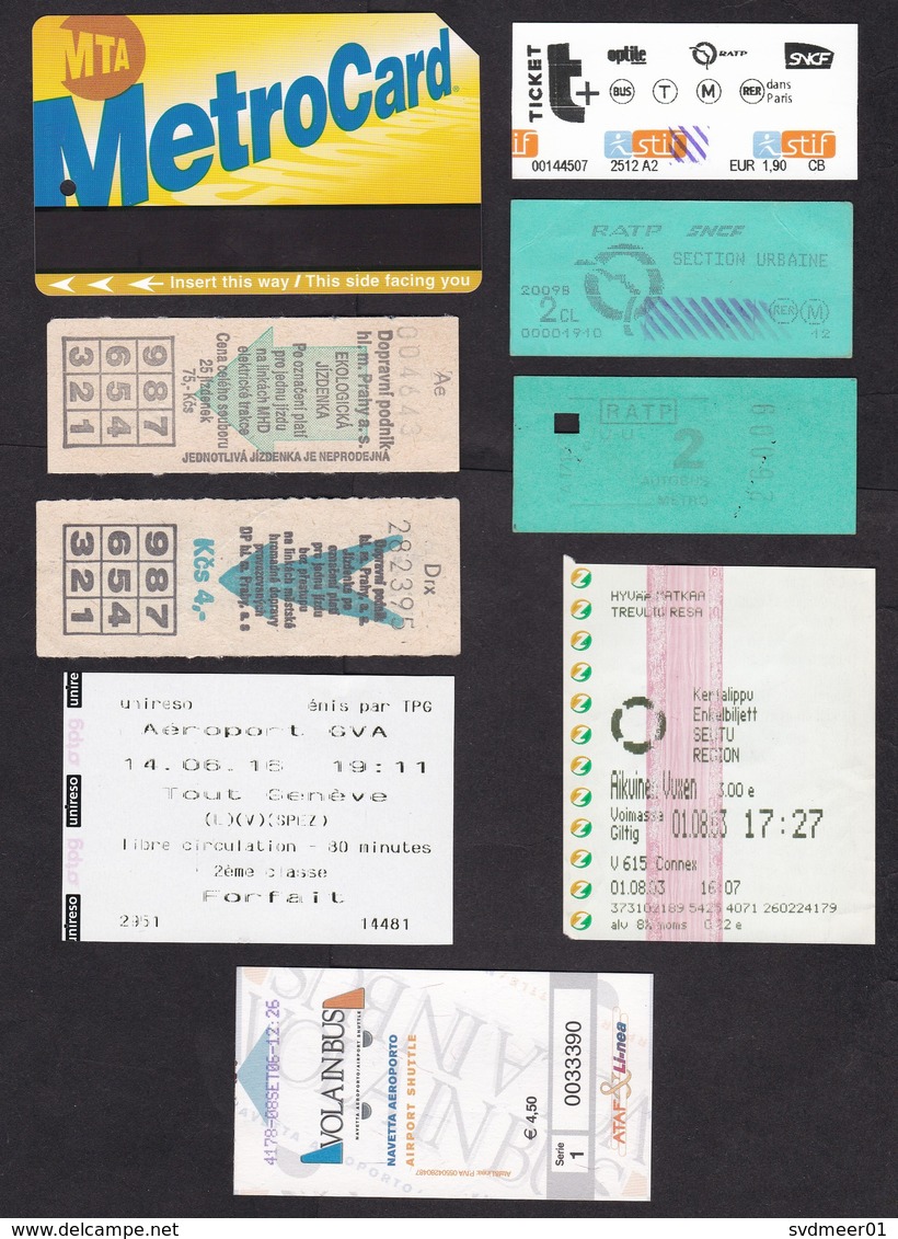 Collection Of 25 Tickets For Train, Bus, Tram, Metro, Public Transport, World, Worldwide, +2 Receipts (traces Of Use) - Andere & Zonder Classificatie