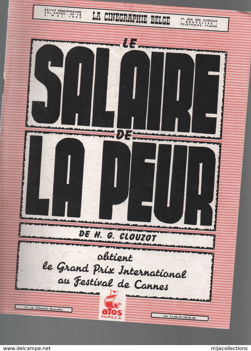 Revue CINEMA -LA CINEMATOGRAPHIE BELGE N°18-2 Mai 1953-chronique Festival De Cannes - Cinéma & Télévision