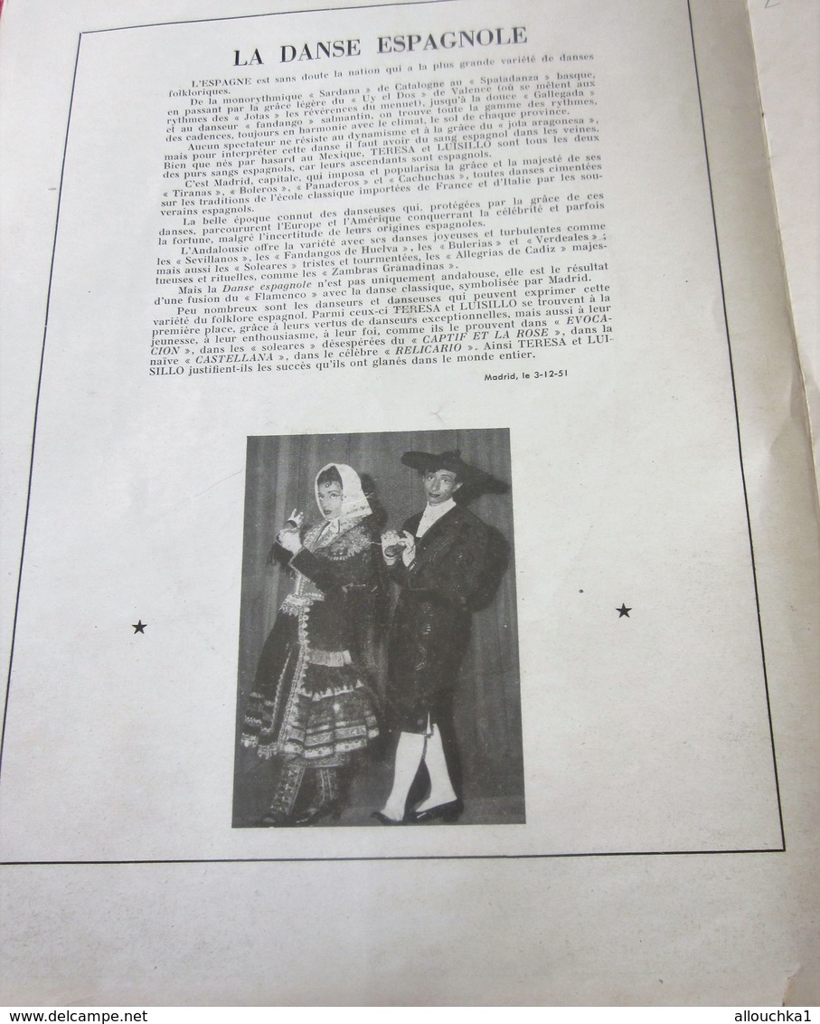 1951 FLAMENCO GLOBO ESPAÑOL BAILA EL PROGRAMA TERESA Y LUISILLO CON AUTÓGRAFOS FIRMAS DE ACTORES Y COMEDIOS - Programas