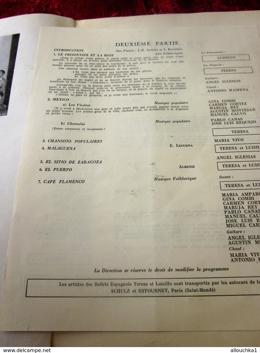 1951 FLAMENCO GLOBO ESPAÑOL BAILA EL PROGRAMA TERESA Y LUISILLO CON AUTÓGRAFOS FIRMAS DE ACTORES Y COMEDIOS