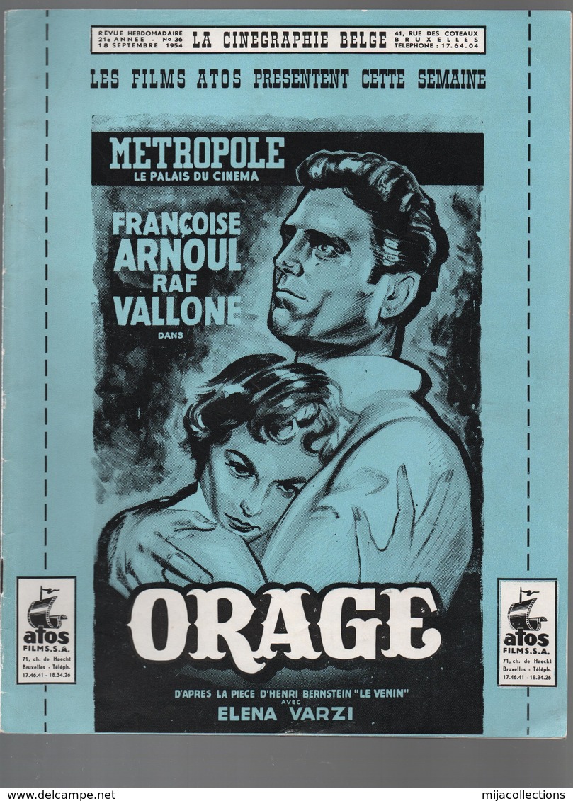 Revue CINEMA -LA CINEMATOGRAPHIE BELGE N°36-18 Septembre 1954-GALA GLENN MILLER - Cinéma & Télévision