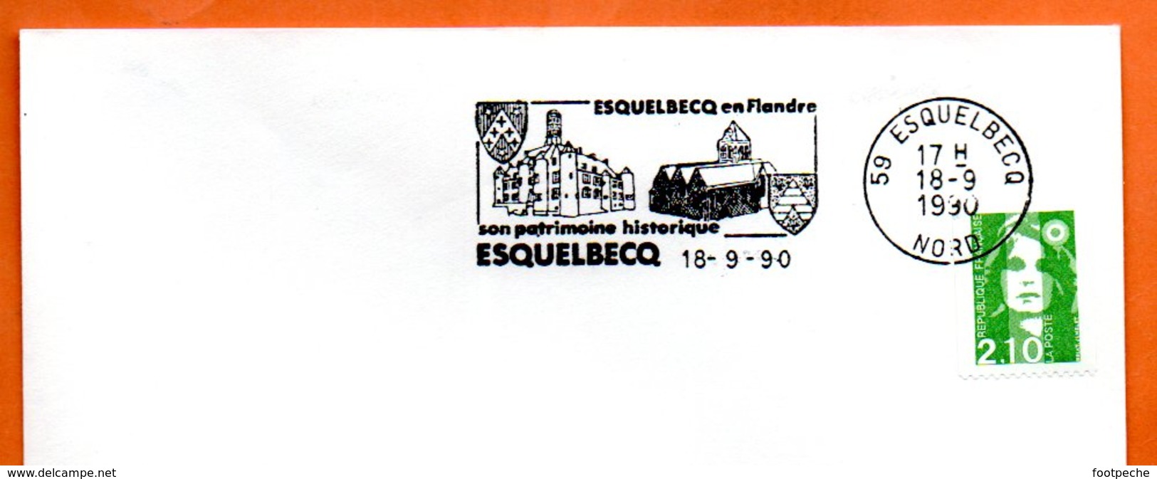 59 ESQUELBECQ   EN FLANDRE 1990 Lettre Entière N° BC 779 - Mechanical Postmarks (Advertisement)