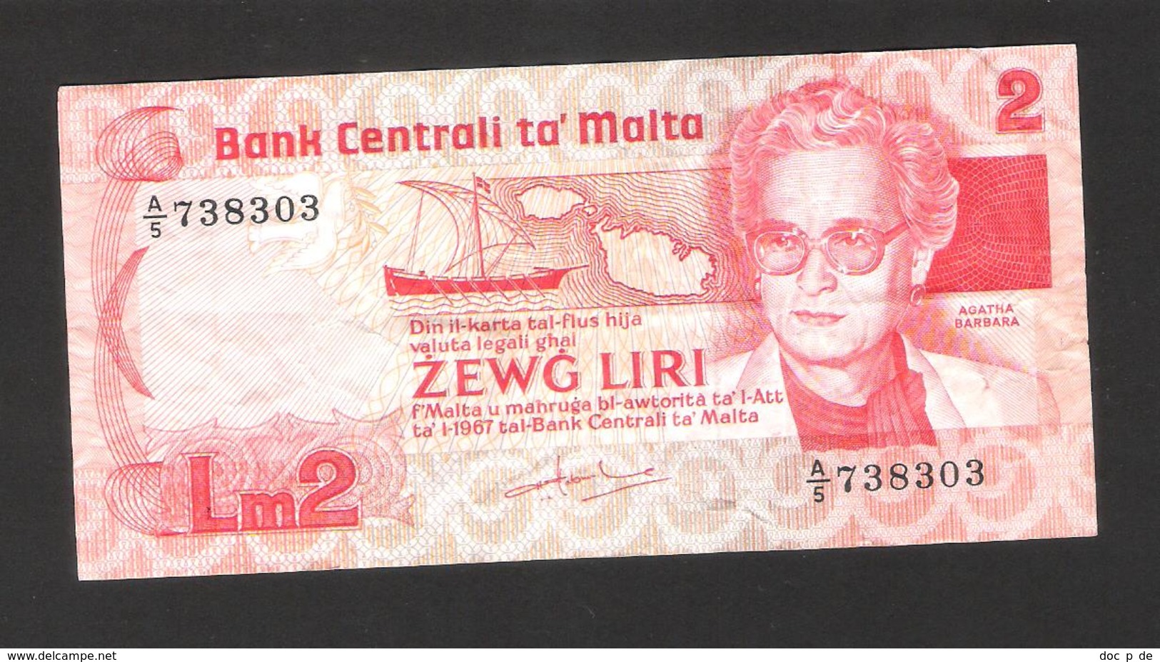 Malta - Malte - LM 2 - Zewg Liri - Banknote - 1967 - Used Condition - Malta