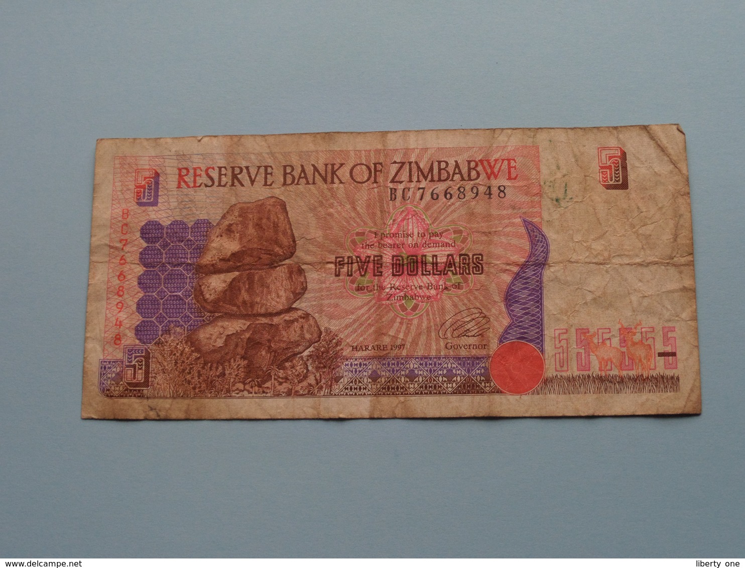 5 - FIVE DOLLARS ( BC7668948 ) Reserve Bank Of Zimbabwe ( For Grade, Please See Photo ) ! - Simbabwe