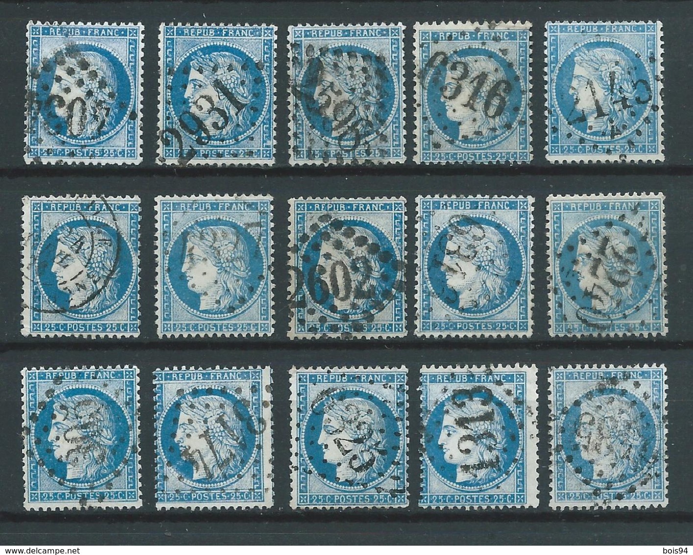 FRANCE 1871/74 . Lot De 15 Cérès N° 60A Et 60C Oblitérés . - 1871-1875 Cérès