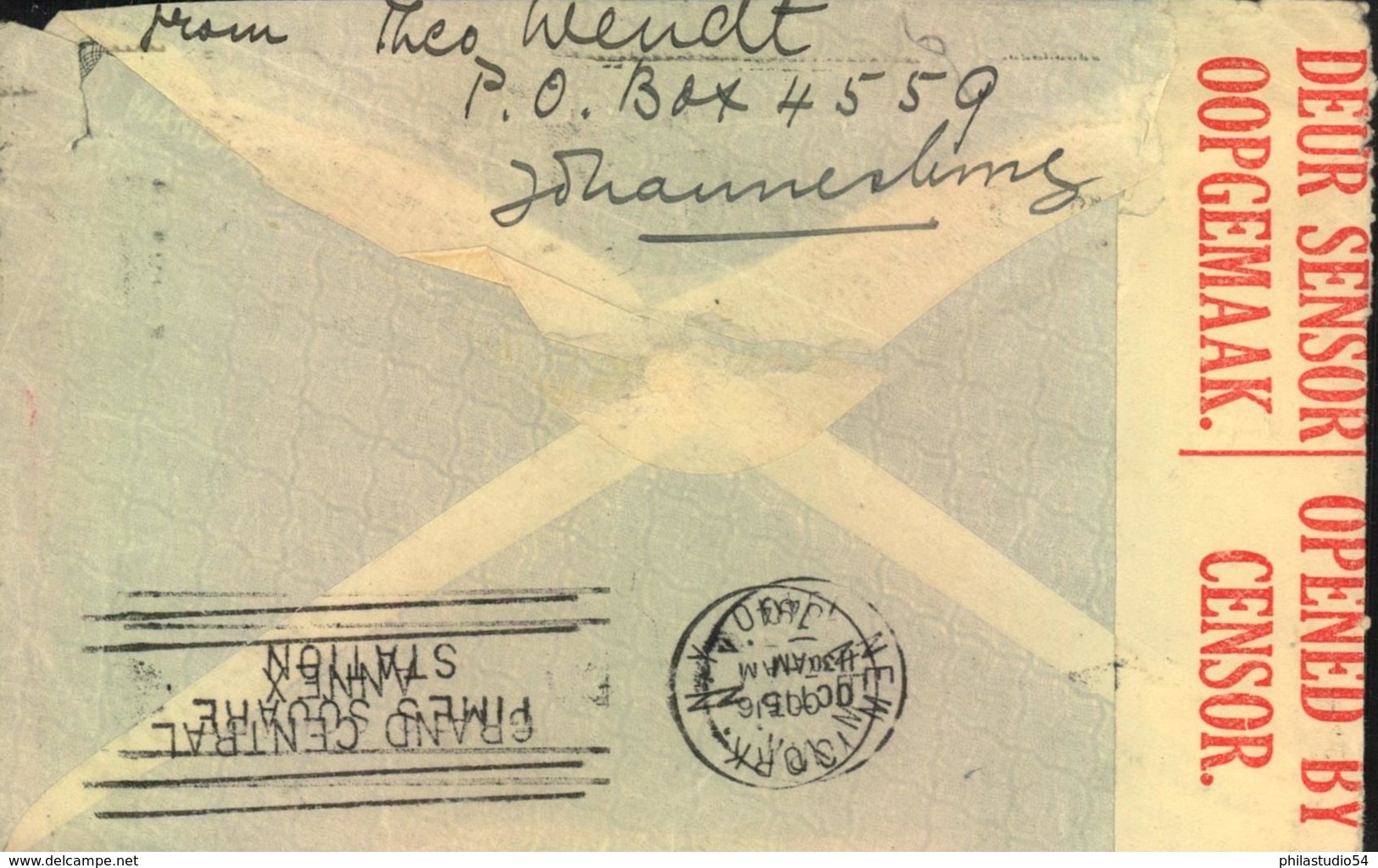 1940, Letter From JOHANNESBURG To New York With South African Censor - Zonder Classificatie