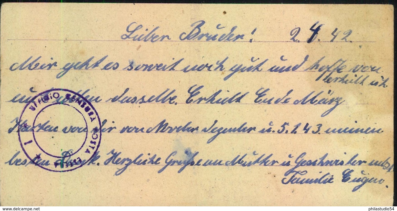 1942, P.O.W. Card To Weener, Germany Form Camp "352 Legion B" With Italian Censor - Kenya, Uganda & Tanganyika