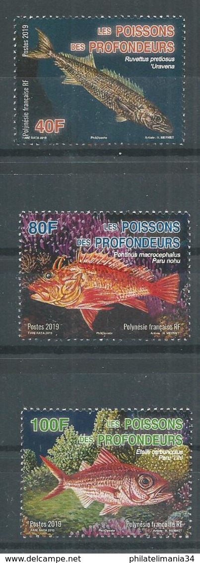 Polynésie Française 2019 - Les Poissons Des Profondeurs (série Complète De 3v) - Nuovi