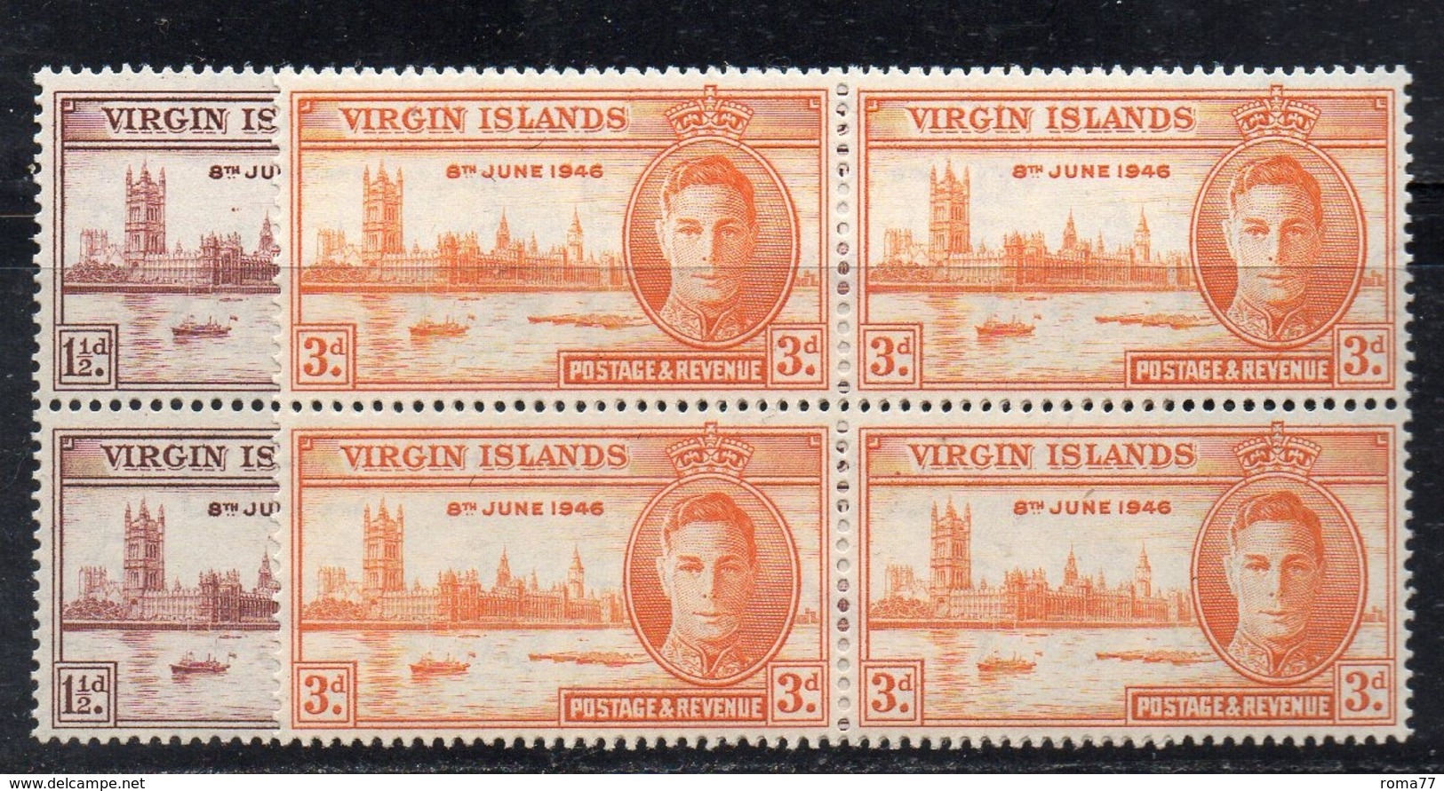 QUS - BRITISH VIRGIN ISLANDS 1946 , Serie Yvert N. 86/87 Quartina  ***  MNH VITTORIA - British Virgin Islands