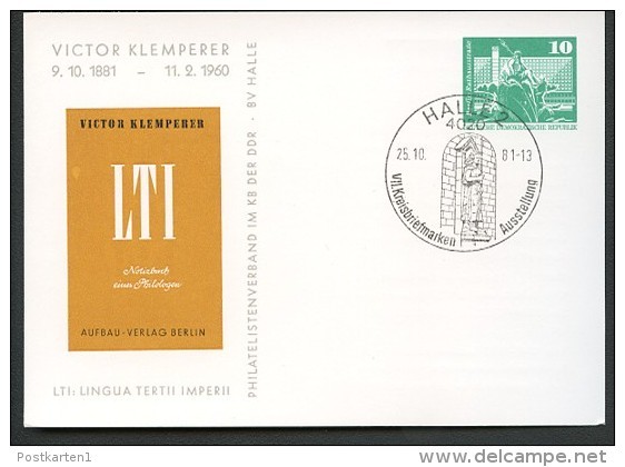 DDR PP16 B2/007b Privat-Postkarte VICTOR KLEMPERER Halle Sost. Roland 1981 - Privatpostkarten - Gebraucht