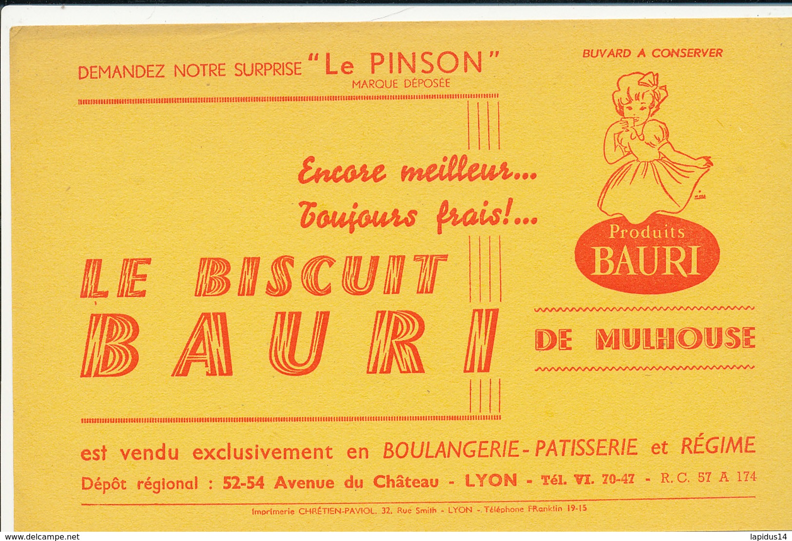 BU 1776 /   BUVARD    - LE BISCUIT BAURI  DE MULHOUSE - Sucreries & Gâteaux