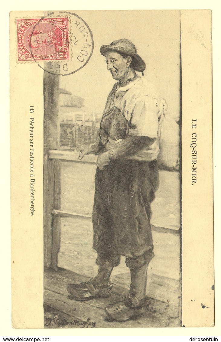 A1395	[Postkaart] Le Coq-sur-Mer / Pêcheur Sur L’estacade à Blankenberghe [!] (Edition Artistique) [Den Haan Visser De] - De Haan