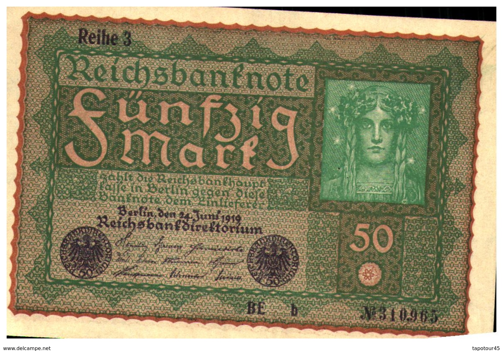 5 Billets  (NEUF) > Allemagne > Année 1919 > Valeur 50 Mark 2 Avec N=° A Suivre - 50 Mark