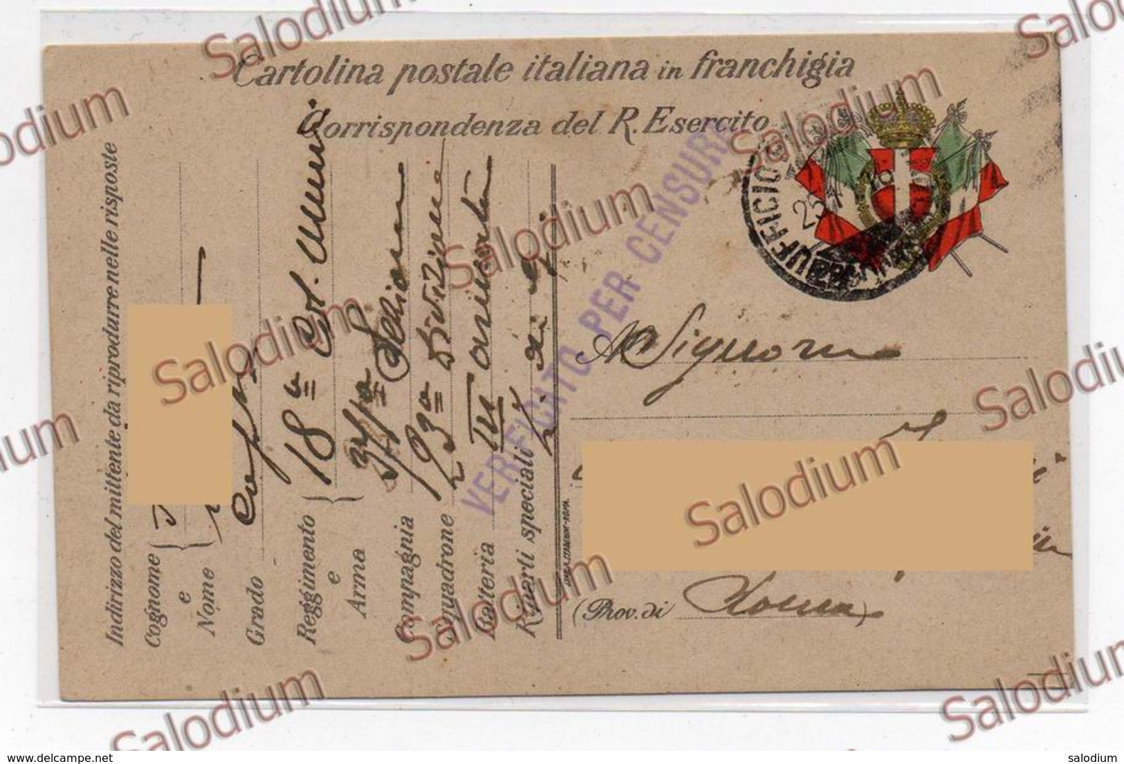 1916 - Ww1 - Prima Guerra Mondiale - Militari - Franchigia Censura - Guerra 1914-18