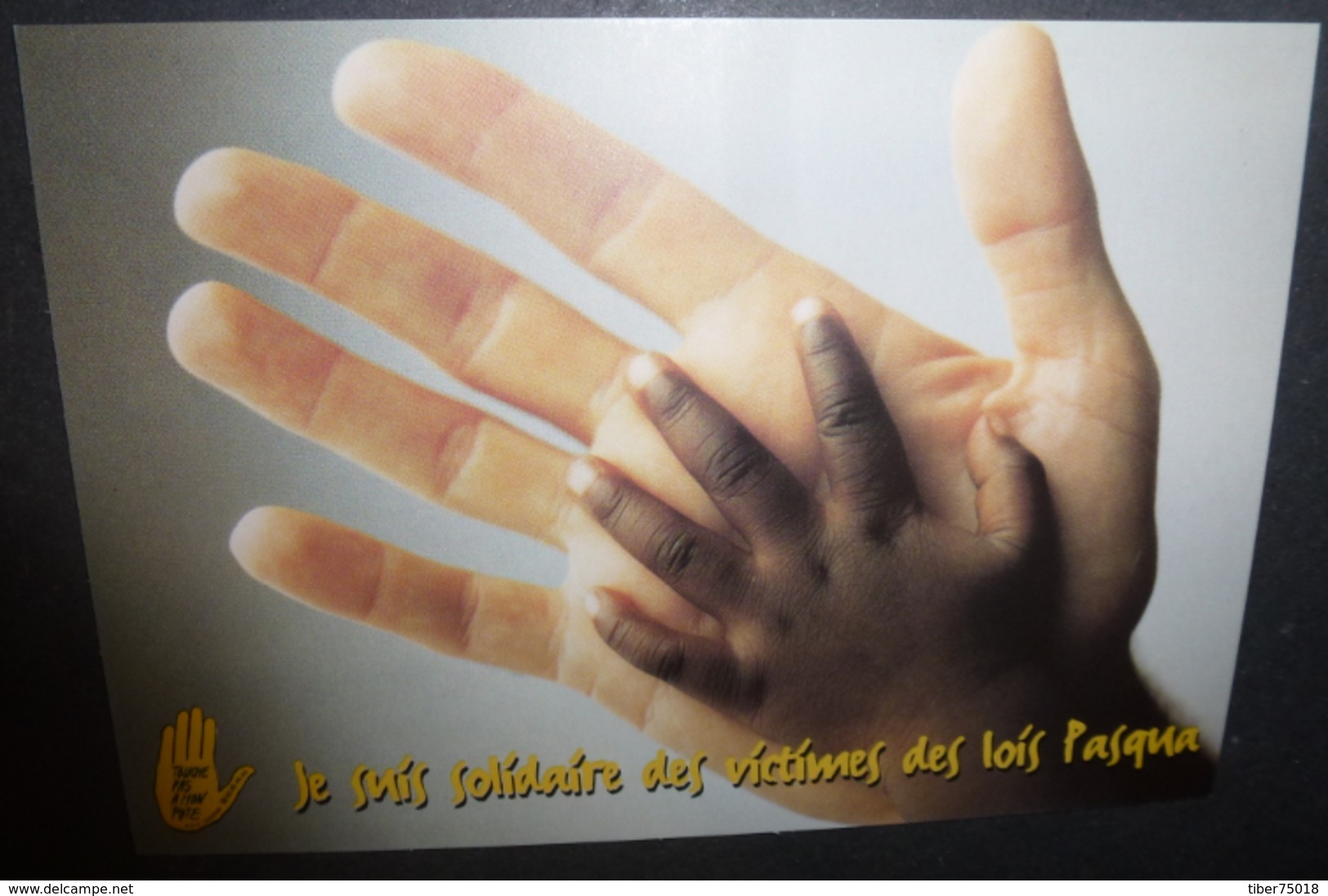 Carte Postale - Touche Pas à Mon Pote (SOS Racisme) Je Suis Solidaire Des Victimes Des Lois Pasqua - Ohne Zuordnung