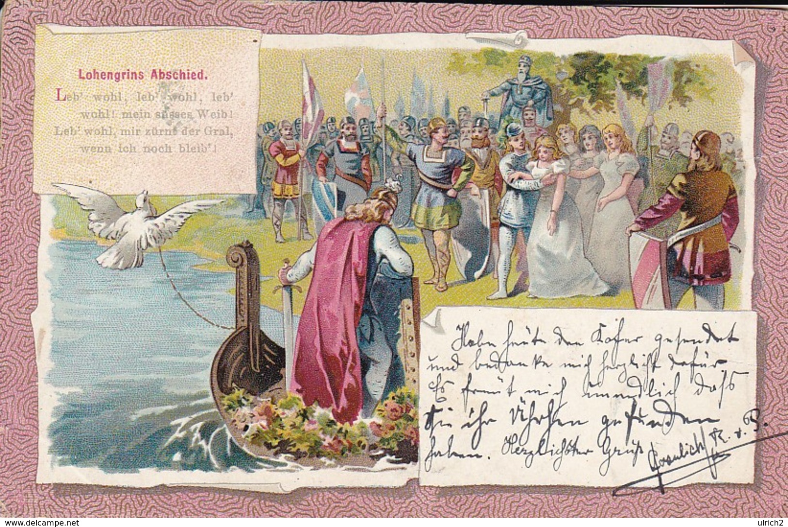 AK Lohengrins Abschied - Lohengrin Schwan -  1899 (46114) - Fairy Tales, Popular Stories & Legends