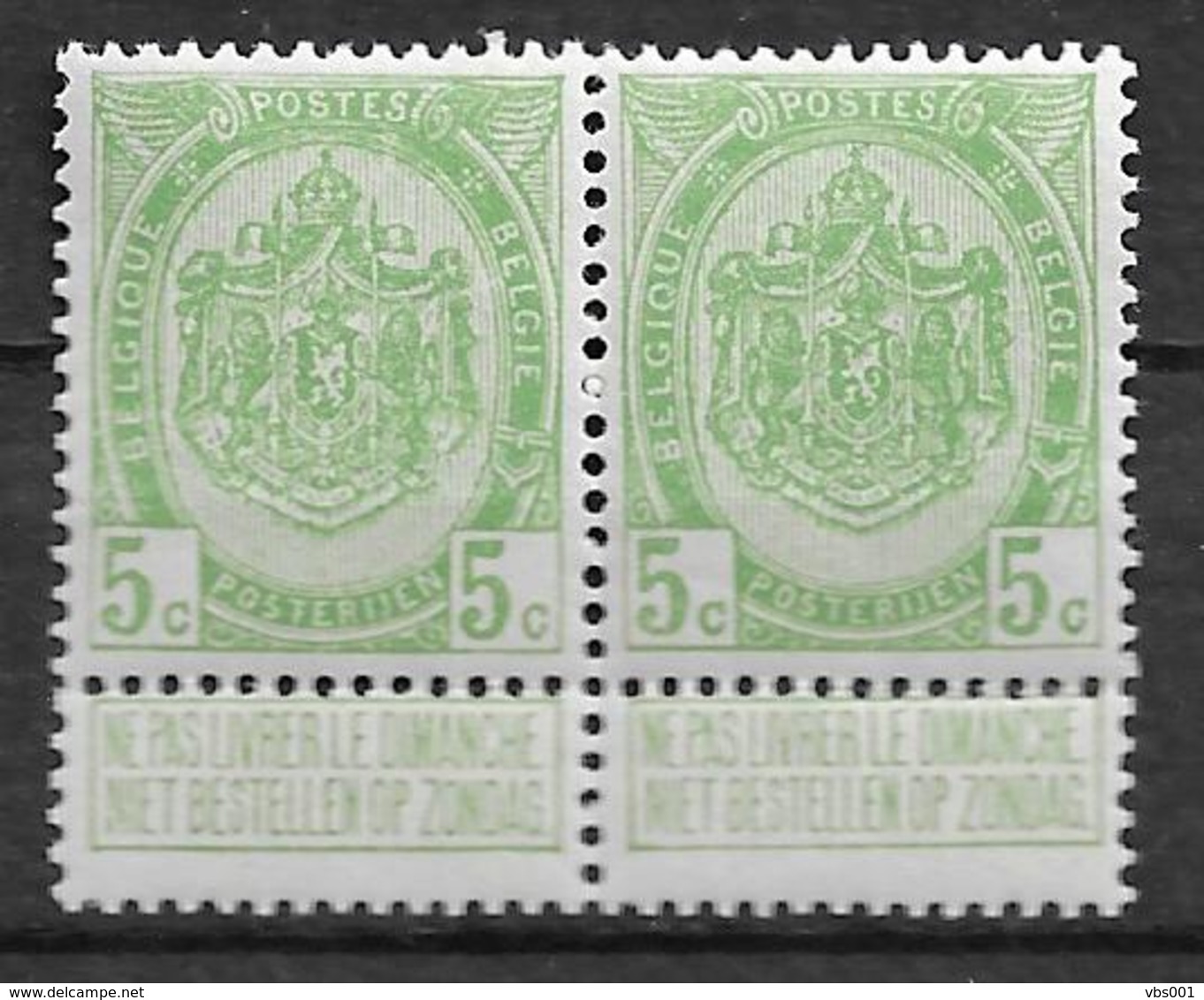 OBP83 In Paar, Postfris** - 1893-1907 Coat Of Arms