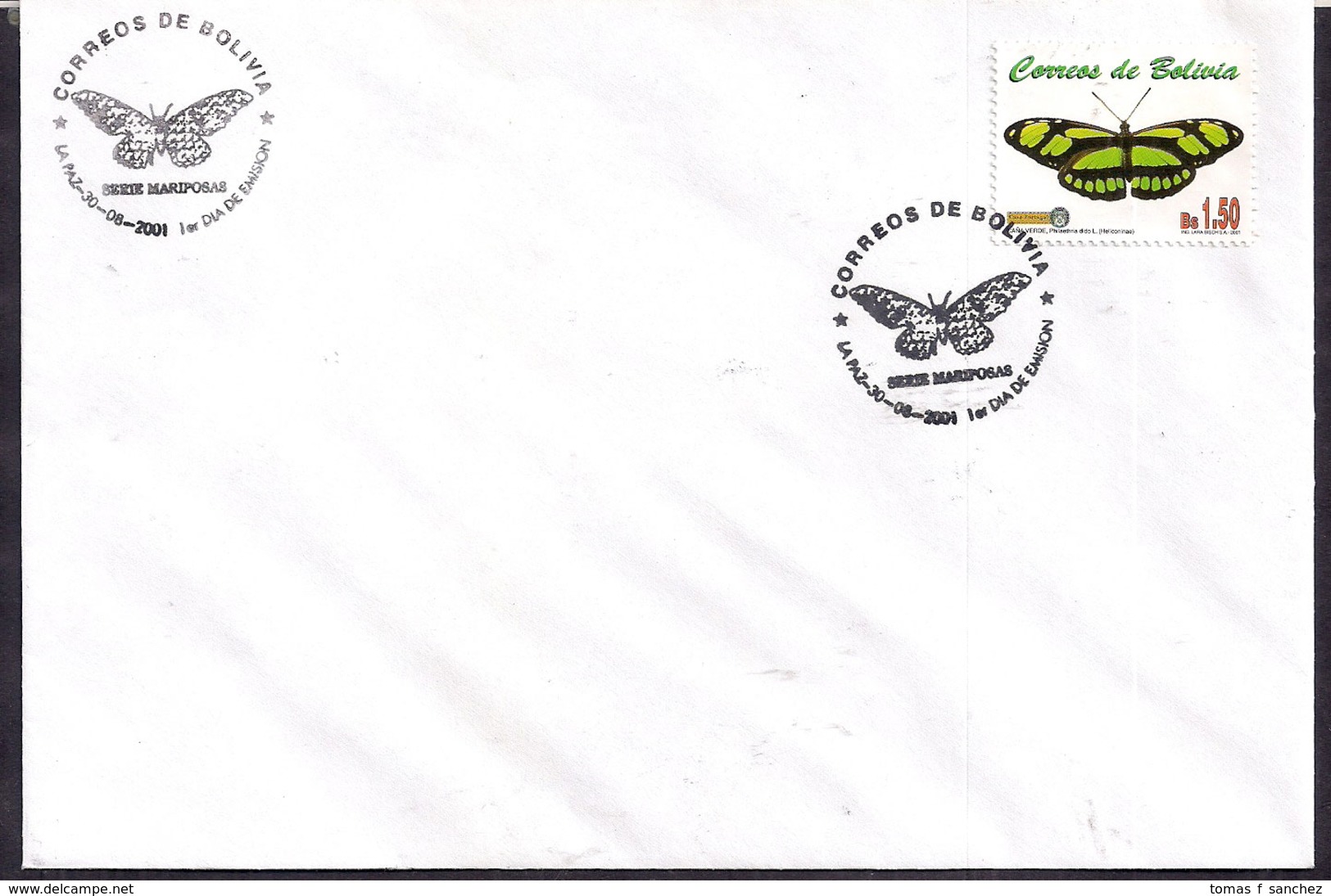 Bolivia - 2002 - FDC - Papillons De La Région - Schmetterlinge