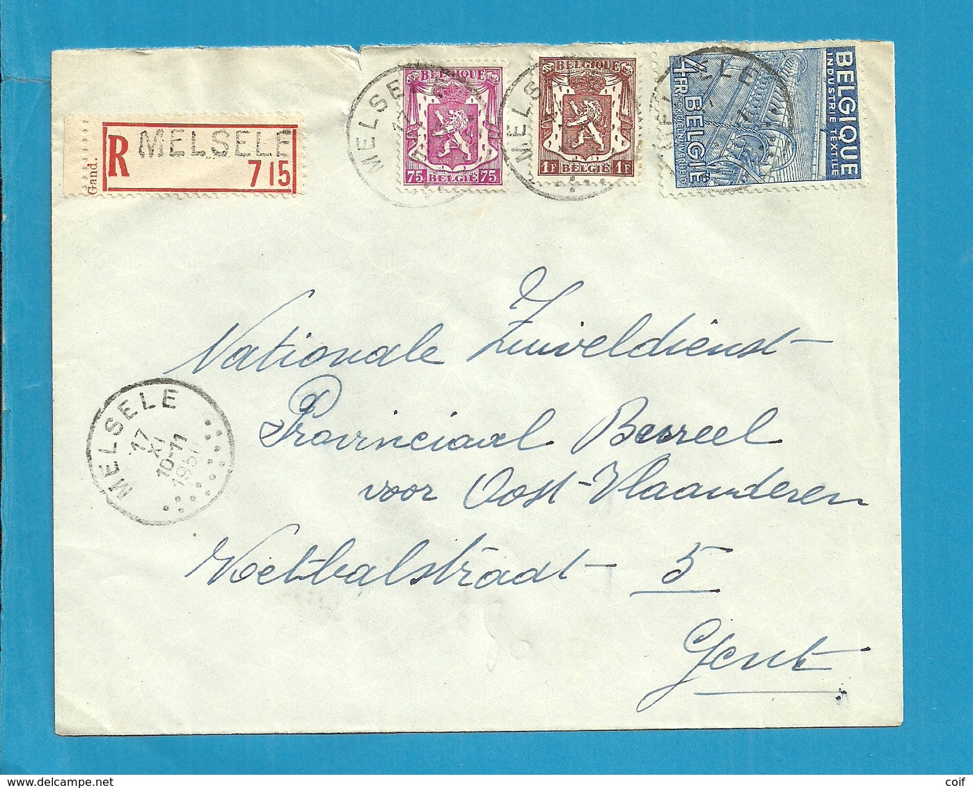 713+715+771 Op Brief Aangetekend Stempel MELSELE - 1948 Export