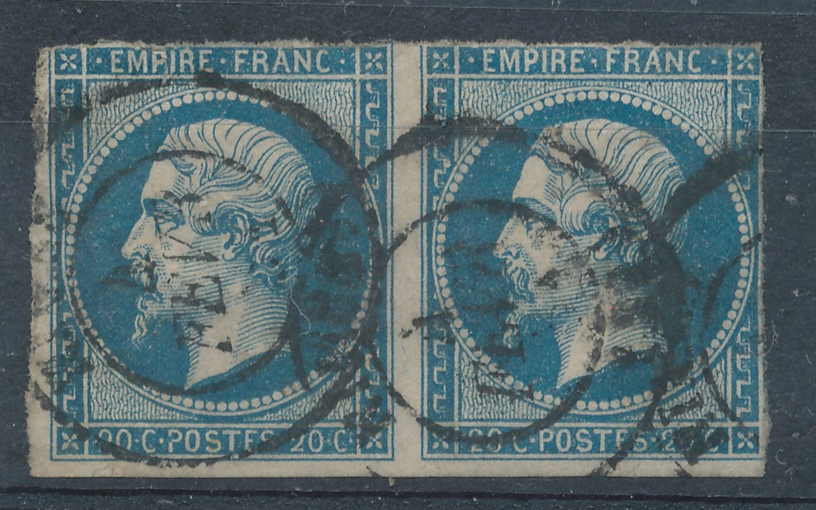 N°14 PAIRE VARIETE MARQUER AU VERSO. - 1853-1860 Napoléon III