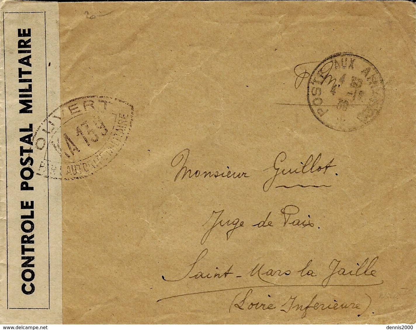 1939- Enveloppe En F M  ,censure Française K A  139  Pour St Mars La Jaille ( L. Atl. ) - WW II