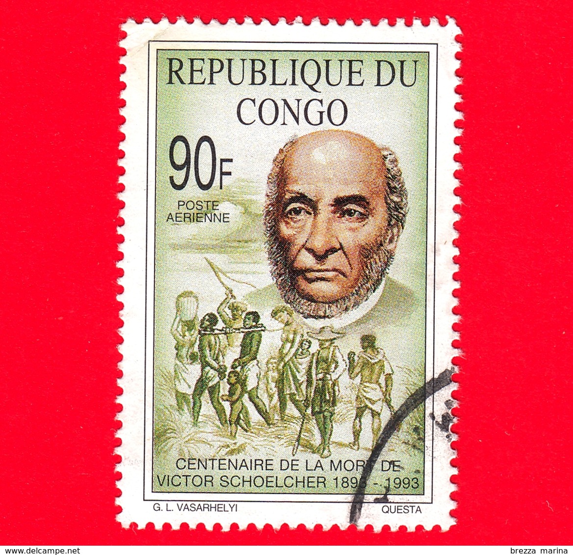 Congo Rep - Usato - 1993 - 100 Anni Della Morte Di Victor Schoelcher - 90 - Used