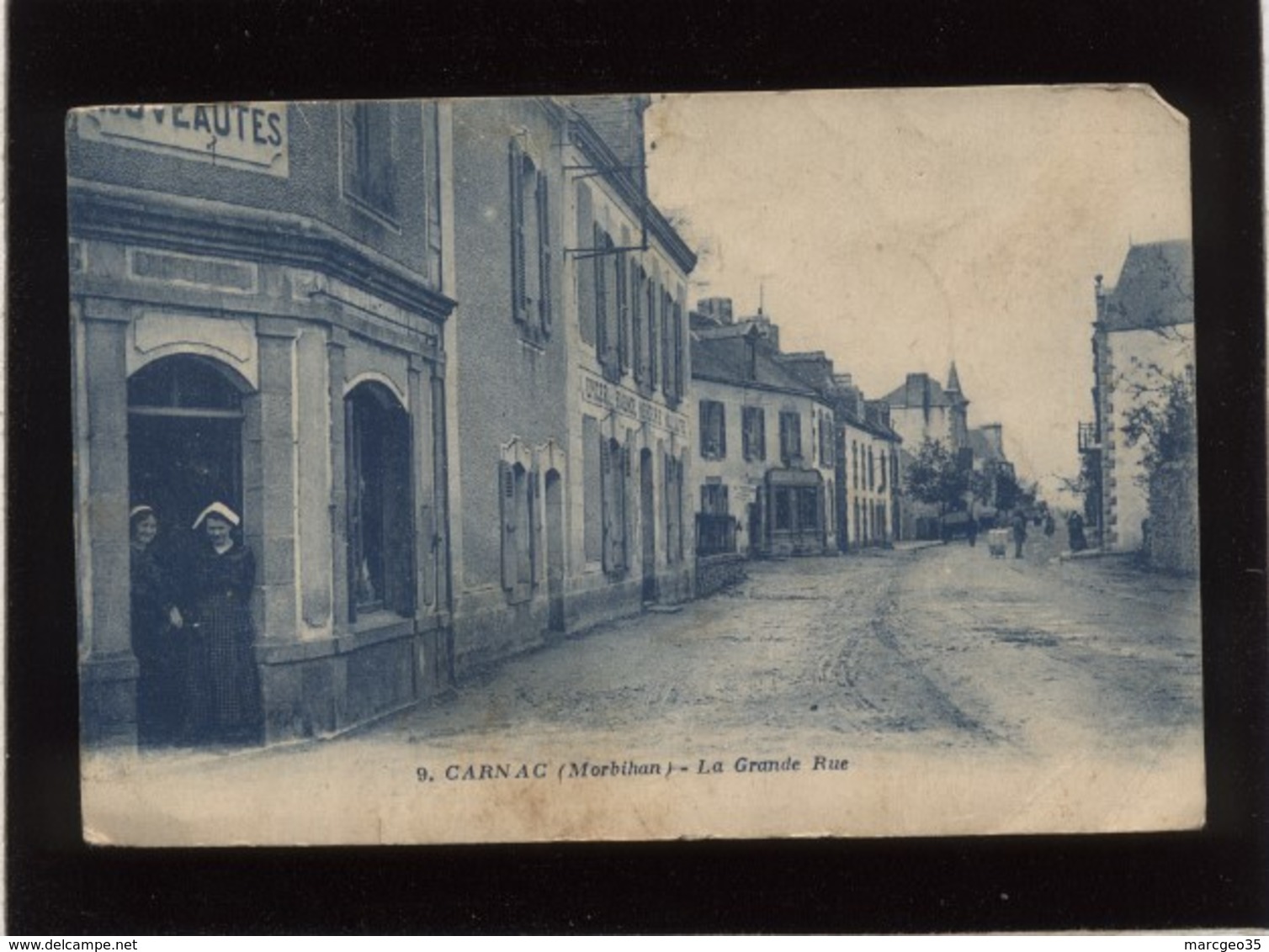 56 Carnac La Grande Rue édit. Nozais N° 9 Utilisée En Carte De Visite Par YVON Et KERIER Locations Et Ventes - Carnac