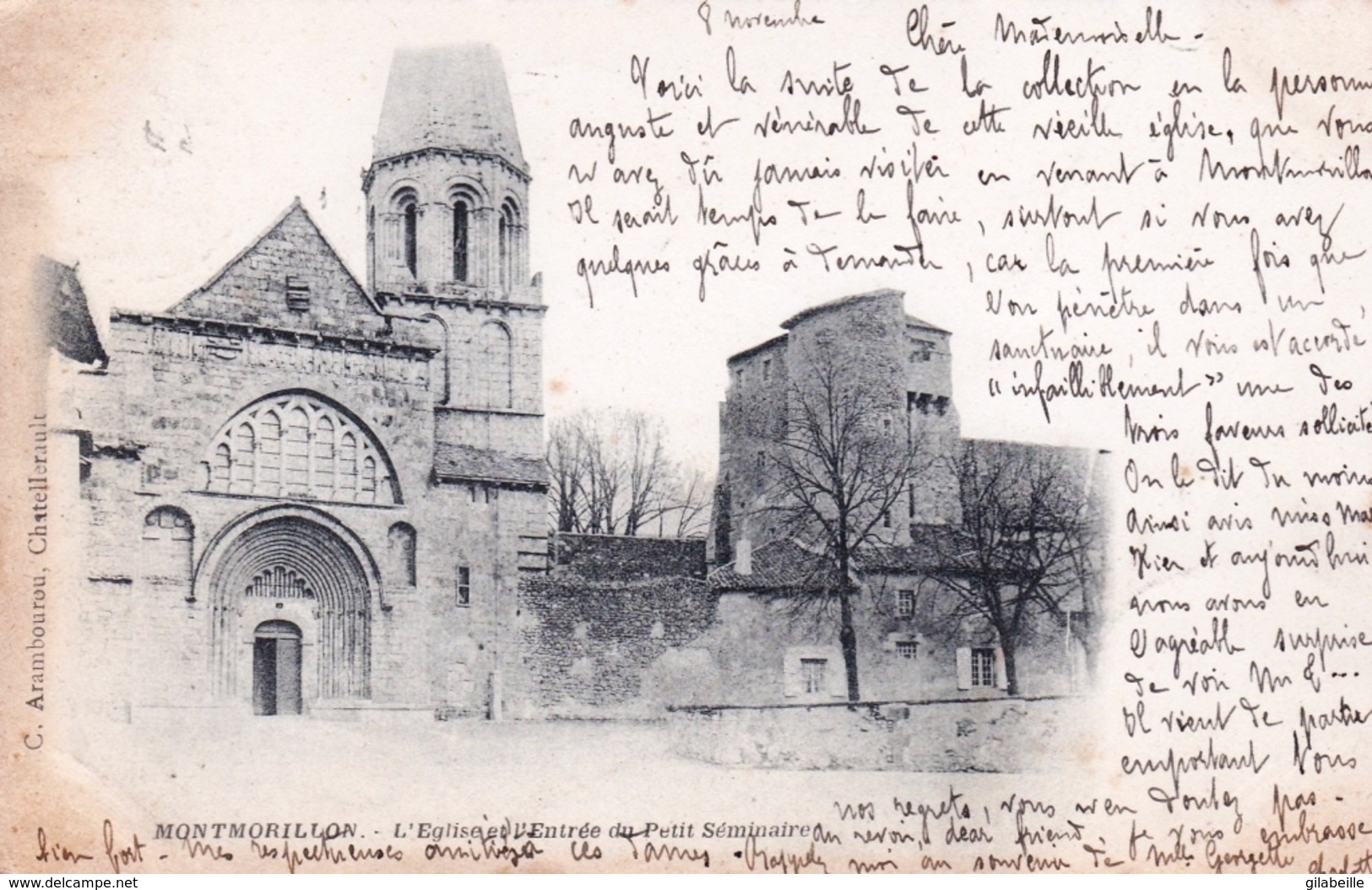 86 - Vienne - MONTMORILLON - L Eglise Et L Entrée Du Petit Seminaire - Carte Precurseur - 1900 - Montmorillon