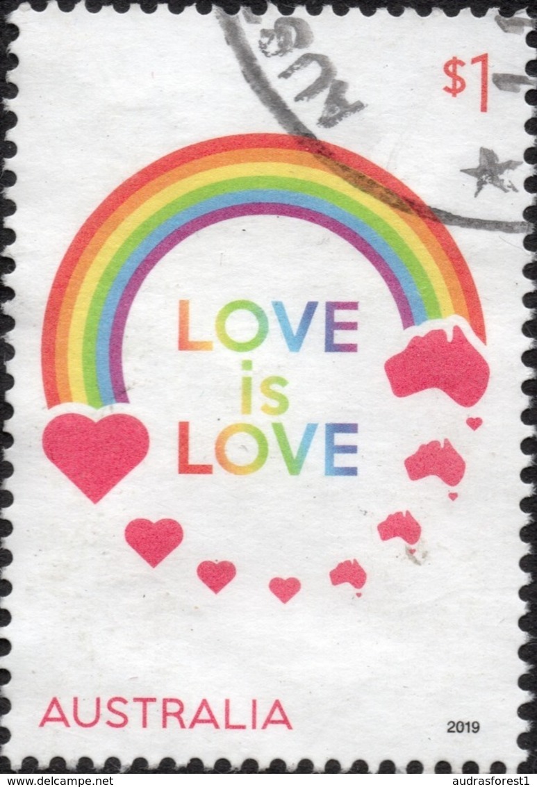 2019 AUSTRALIA MARRIAGE EQUALITY VF USED $1 Stamp , LOVE Is LOVE - Oblitérés