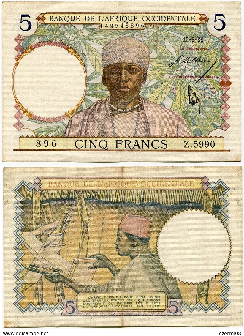 Afrique-Occidentale Française - AOF - 5 Francs - 1938 - Other - Africa