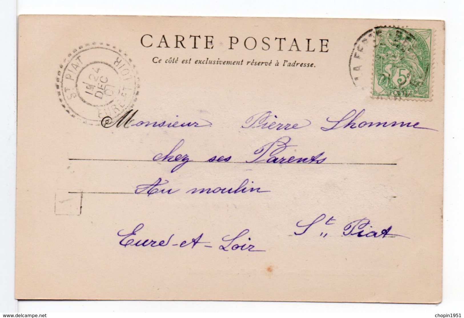 FRANCE - CACHET : ST PIAT (EURE ET LOIR) / CPA  LA FERTÉ-BERNARD - 1877-1920: Période Semi Moderne